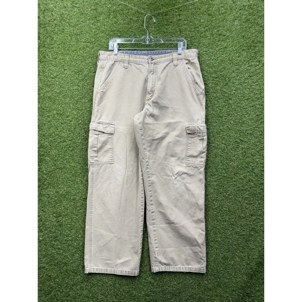 Wrangler Cargo Pants Mens 32x28 Khaki Brown 70LEWGR Workwear Canvas Straight